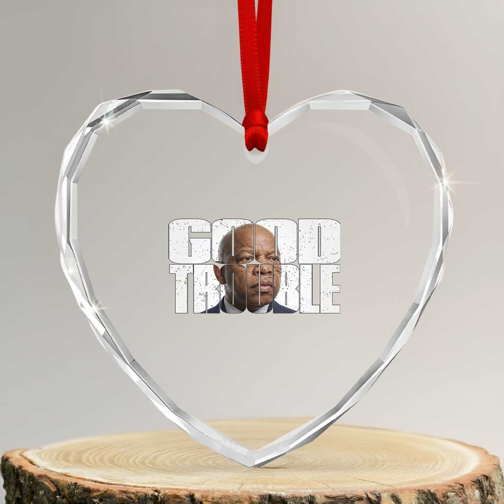 John Lewis Quote Affrican American Heart Crystal Glass Ornament Black History Good Trouble TS14 Transparent Glass 3'' Heart Print Your Wear