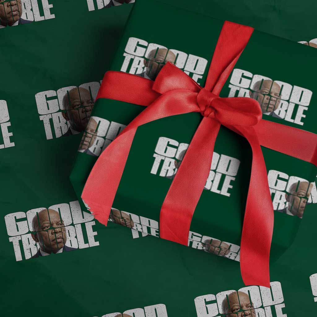 John Lewis Quote Affrican American Wrapping Paper Roll Black History Good Trouble TS14 Green Print Your Wear