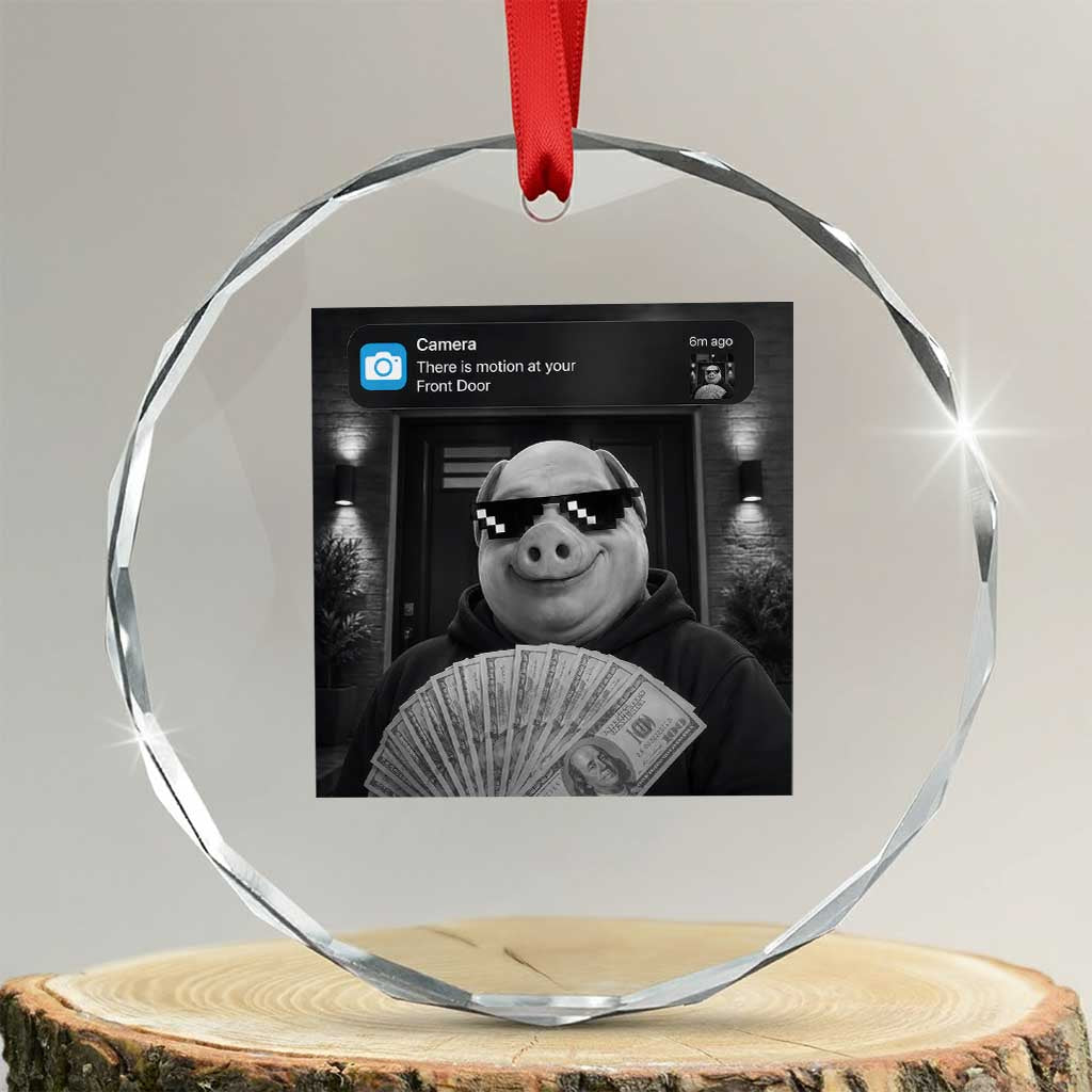 John Pork Meme Crystal Glass Ornament There Is Motion At Your Front Door Funny Brainrot TS10 Transparent Glass 3'' Circle Print Your Wear