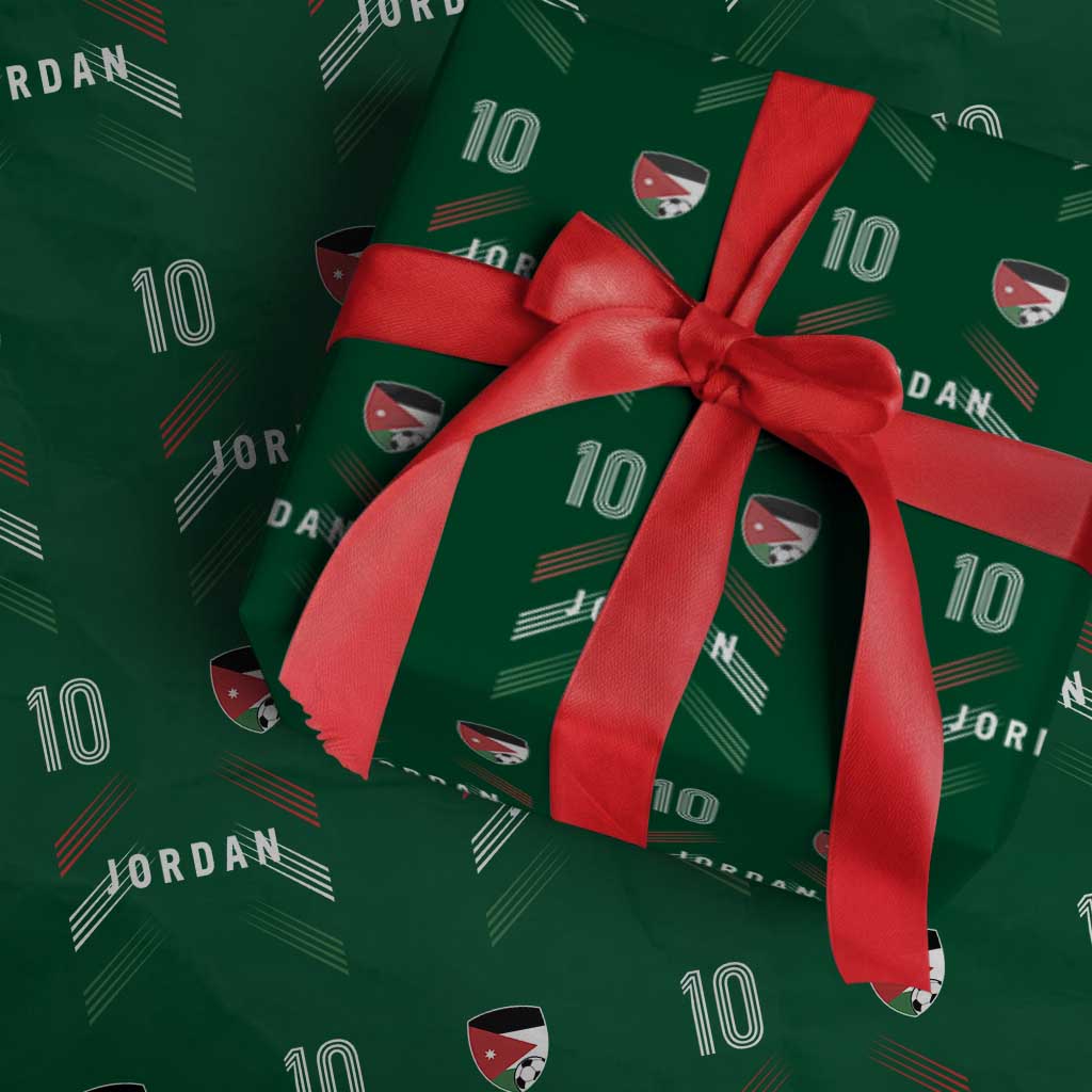 Jordan Soccer Sports Graphic Number 10 Jersey Style Wrapping Paper Roll Proud Jordanian Football Fans Game Day Pride