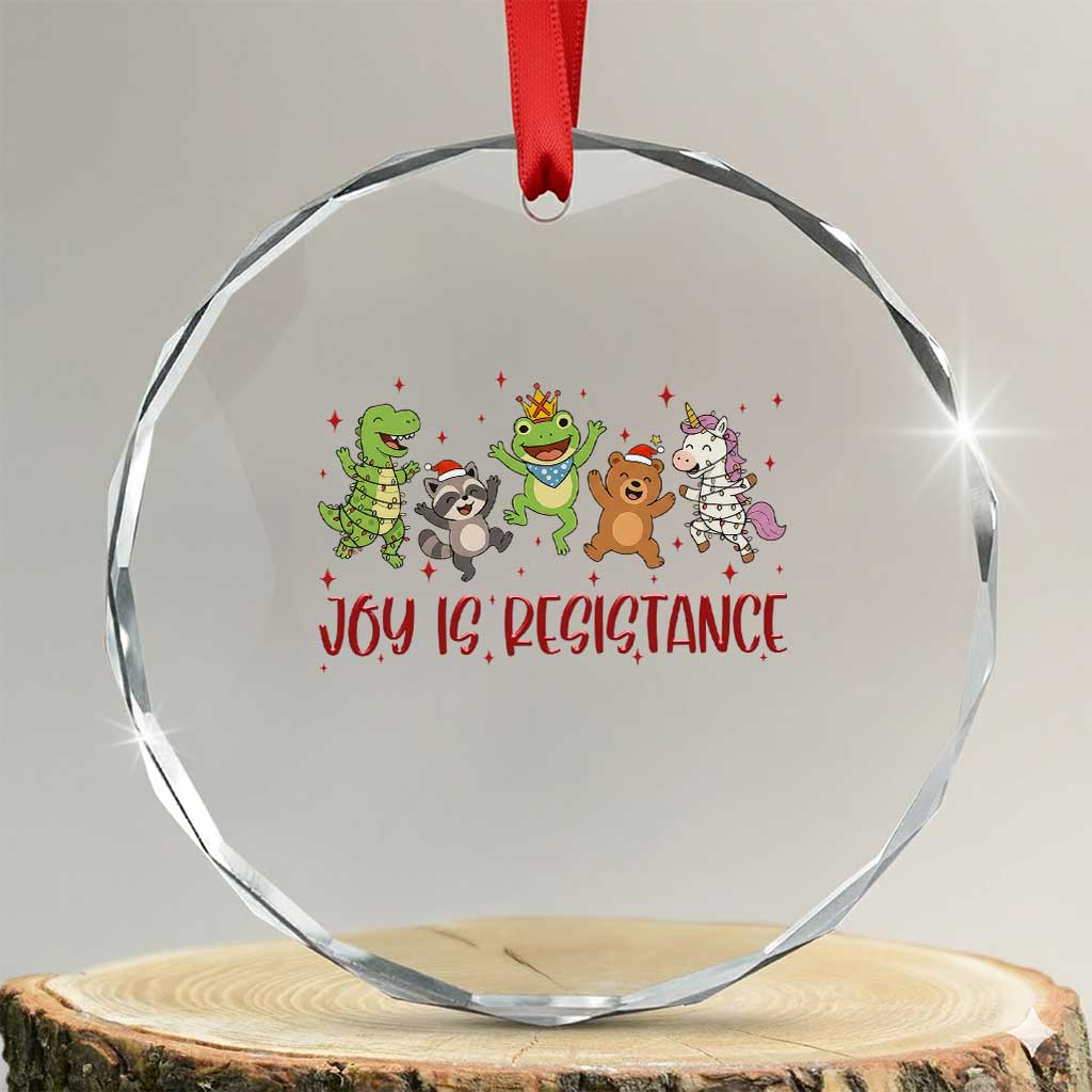 Joy Is Resistance Crystal Glass Ornament Funny Portland Frog Protest Christmas Gift TS12 Transparent Glass 3'' Circle Print Your Wear