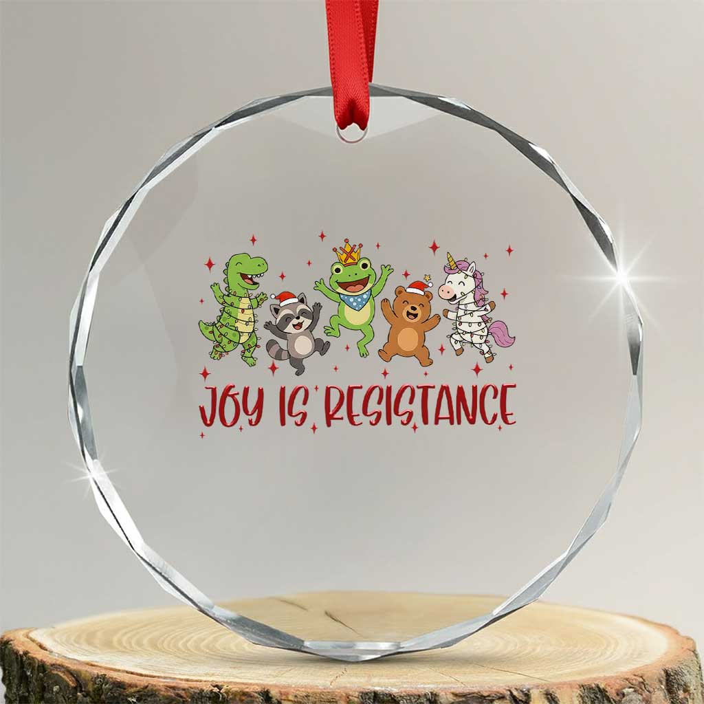 Joy Is Resistance Crystal Glass Ornament Funny Portland Frog Protest Christmas Gift TS12 Transparent Glass 3'' Circle Print Your Wear
