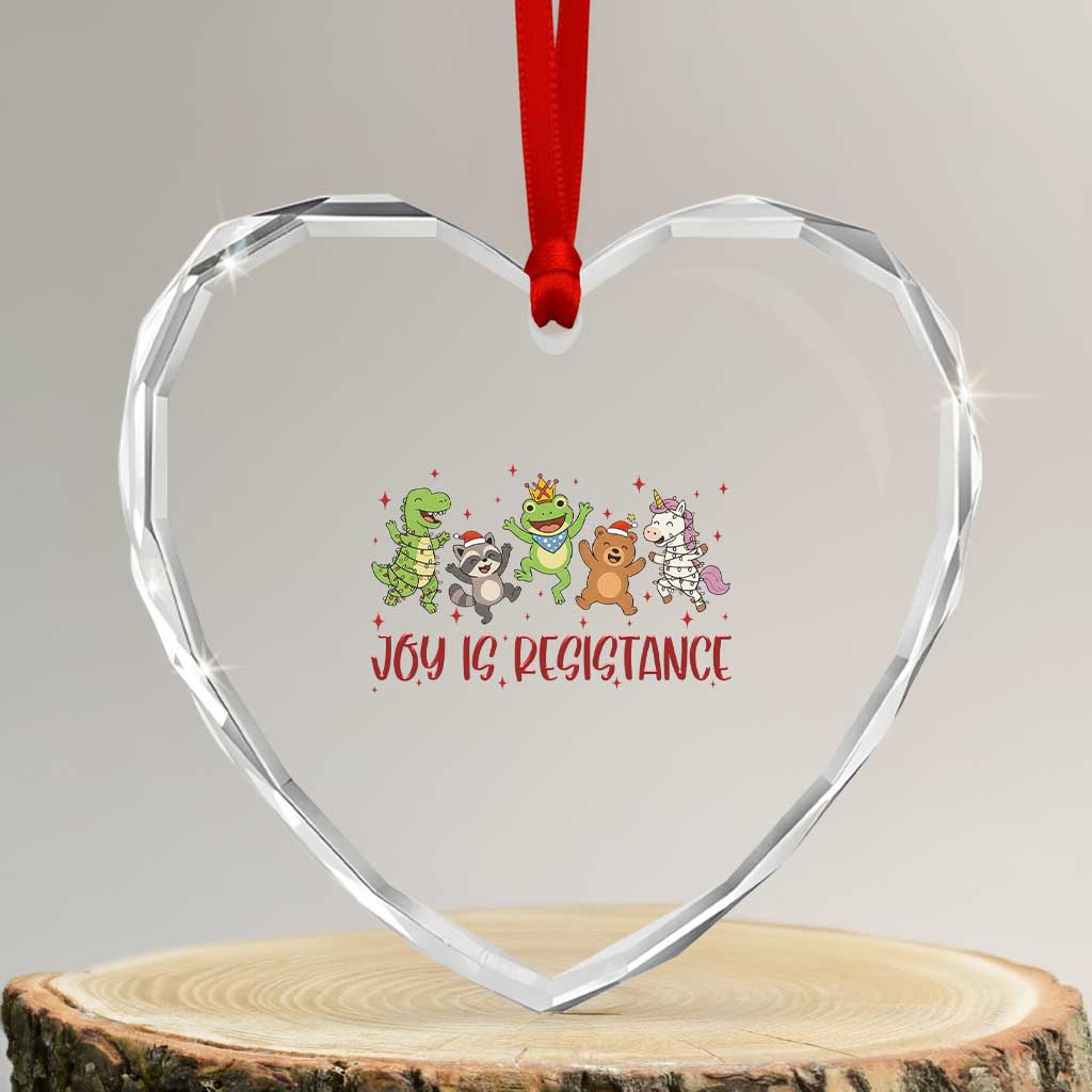 Joy Is Resistance Heart Crystal Glass Ornament Funny Portland Frog Protest Christmas Gift TS12 Transparent Glass 3'' Heart Print Your Wear