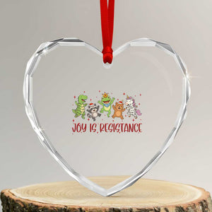 Joy Is Resistance Heart Crystal Glass Ornament Funny Portland Frog Protest Christmas Gift TS12 Transparent Glass 3'' Heart Print Your Wear