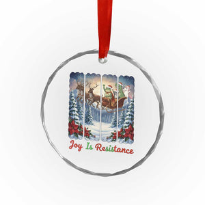 Joy Is Resistance Portland Frog Protest Crystal Glass Ornament Funny Holiday Meme Gift Idea TS12 Print Your Wear