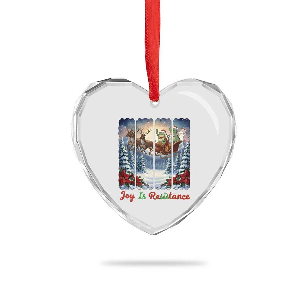 Joy Is Resistance Portland Frog Protest Heart Crystal Glass Ornament Funny Holiday Meme Gift Idea TS12 Print Your Wear