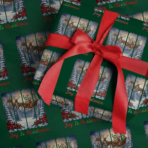 Joy Is Resistance Portland Frog Protest Wrapping Paper Roll Funny Holiday Meme Gift Idea TS12 Green Print Your Wear