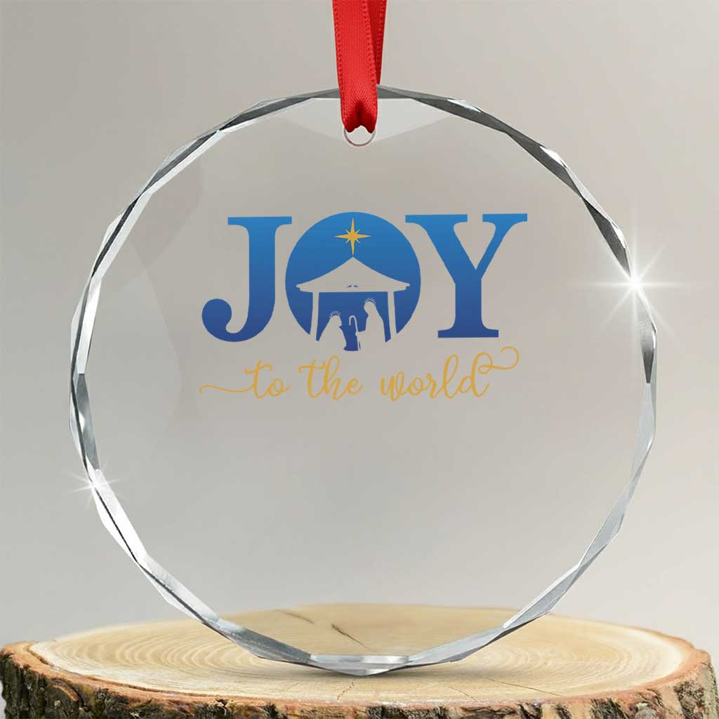Joy To The World Crystal Glass Ornament Christian Christmas Nativity Scene Star Of Bethlehem TS11 Transparent Glass 3'' Circle Print Your Wear