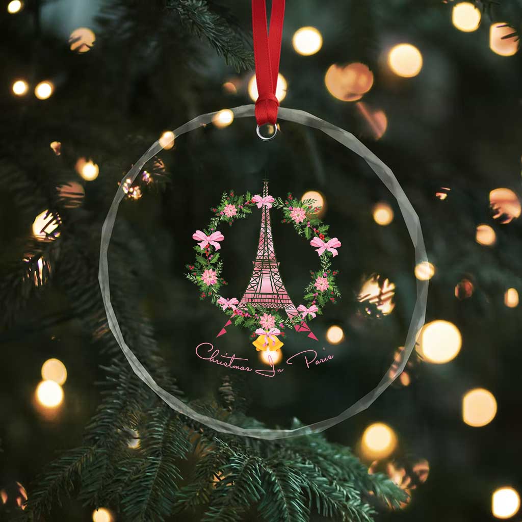 Joyeux Noel Eiffel Tower Christmas In Paris Crystal Glass Ornament TS09 Print Your Wear