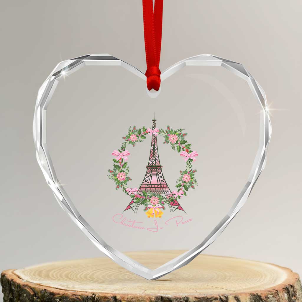 Joyeux Noel Eiffel Tower Christmas In Paris Heart Crystal Glass Ornament TS09 Transparent Glass 3'' Heart Print Your Wear