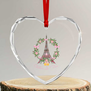 Joyeux Noel Eiffel Tower Christmas In Paris Heart Crystal Glass Ornament TS09 Transparent Glass 3'' Heart Print Your Wear