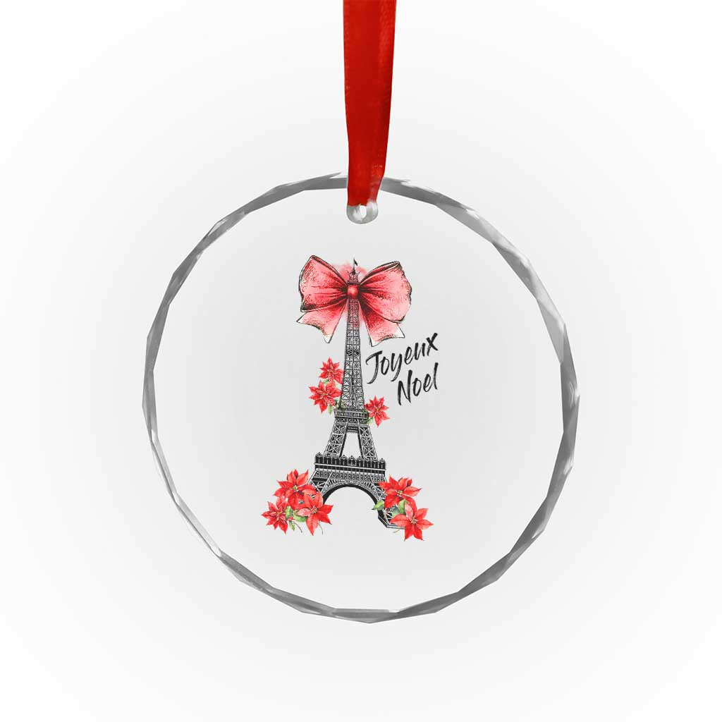 Joyeux Noel Eiffel Tower Crystal Glass Ornament Christmas In French Coquette Bow TS11 Print Your Wear
