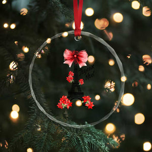 Joyeux Noel Eiffel Tower Crystal Glass Ornament Christmas In French Coquette Bow TS11 Print Your Wear