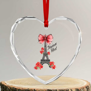 Joyeux Noel Eiffel Tower Heart Crystal Glass Ornament Christmas In French Coquette Bow TS11 Transparent Glass 3'' Heart Print Your Wear