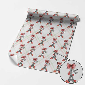 Joyeux Noel Eiffel Tower Wrapping Paper Roll Christmas In French Coquette Bow TS11 Christmas Plaid Print Your Wear