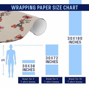 Joyeux Noel Eiffel Tower Wrapping Paper Roll Christmas In French Coquette Bow TS11 Print Your Wear