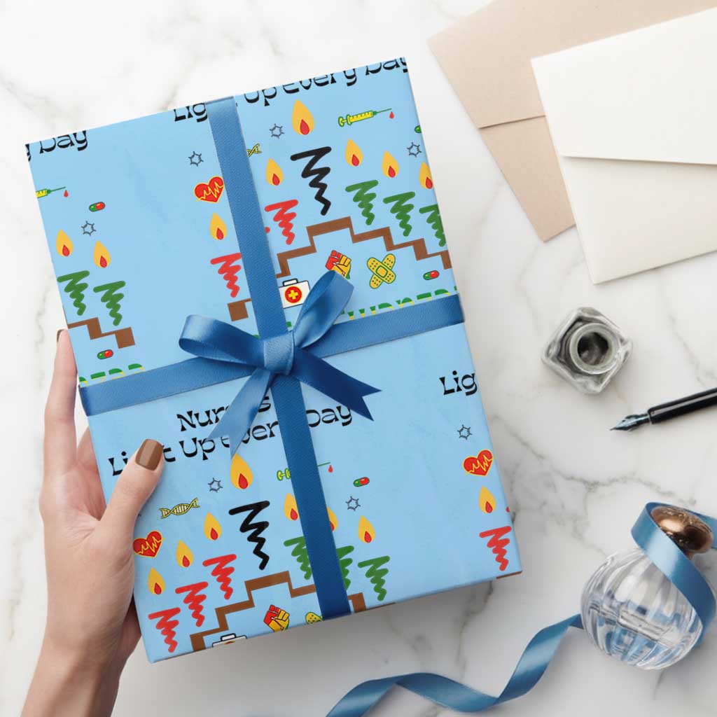 Joyful Kwanzaa Nurse Gift Wrapping Paper Roll Light Up Everyday TS12 Light Blue Print Your Wear
