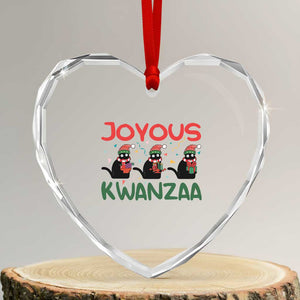 Joyous Kwanzaa Heart Crystal Glass Ornament Funny Cats With Kinara And Presents Cultural Pride Gift TS12 Transparent Glass 3'' Heart Print Your Wear