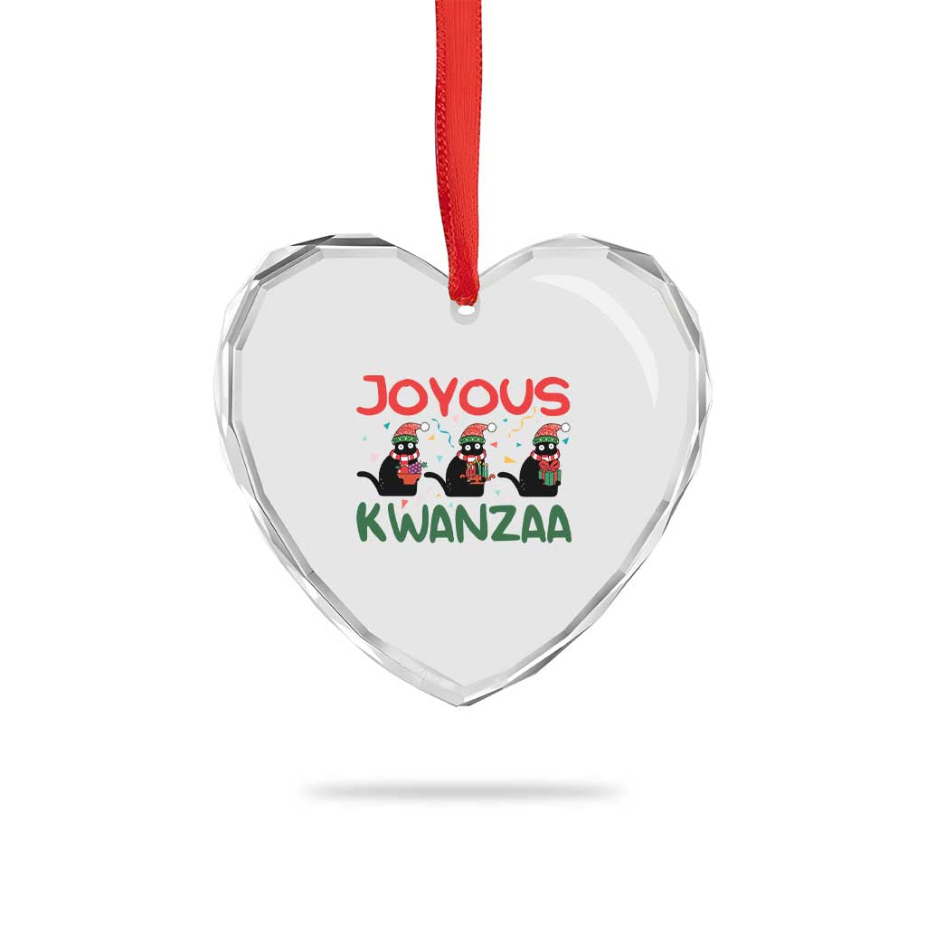 Joyous Kwanzaa Heart Crystal Glass Ornament Funny Cats With Kinara And Presents Cultural Pride Gift TS12 Print Your Wear
