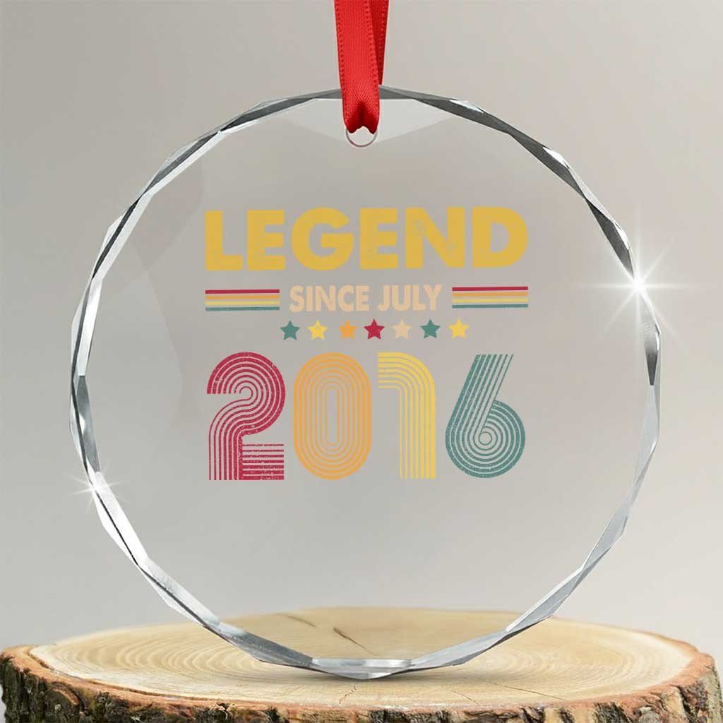 July 10th Birthday Crystal Glass Ornament Legends Since July 2016 Retro Bday TS11 Transparent Glass 3'' Circle Print Your Wear