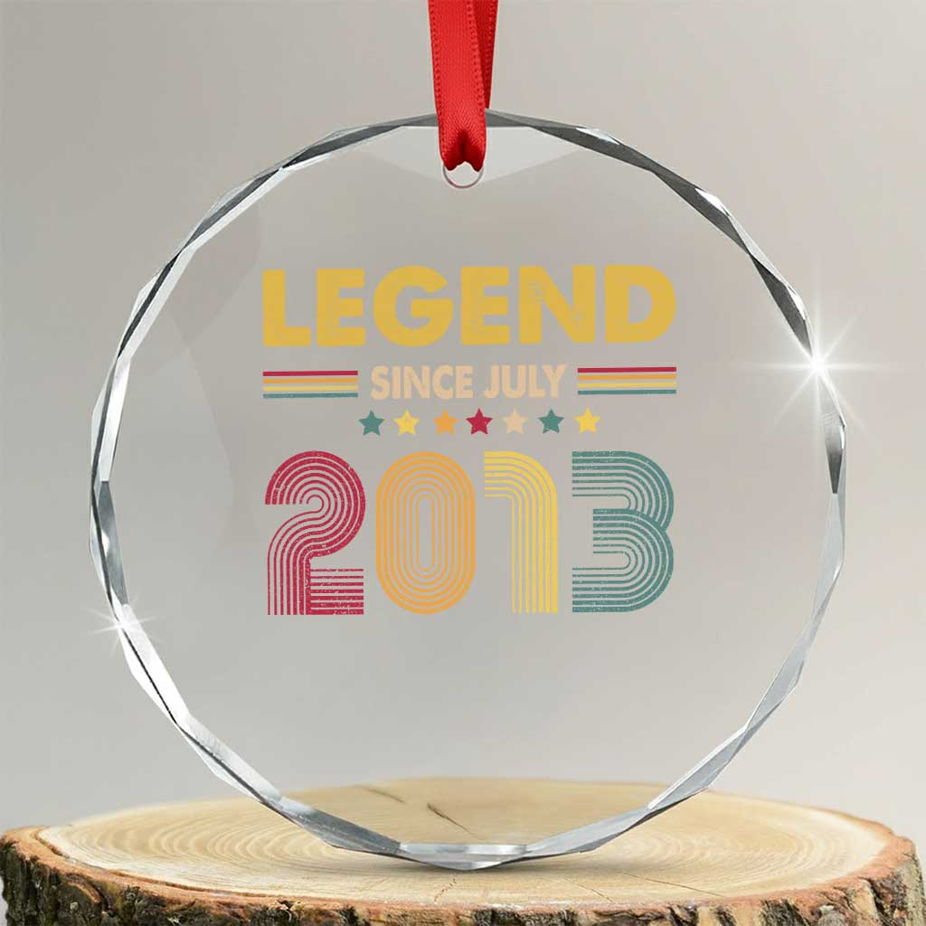 July 13th Birthday Crystal Glass Ornament Legends Since July 2013 Retro Bday TS11 Transparent Glass 3'' Circle Print Your Wear