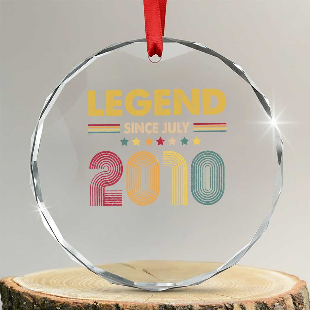 July 16th Birthday Crystal Glass Ornament Legends Since July 2010 Retro Bday TS11 Transparent Glass 3'' Circle Print Your Wear