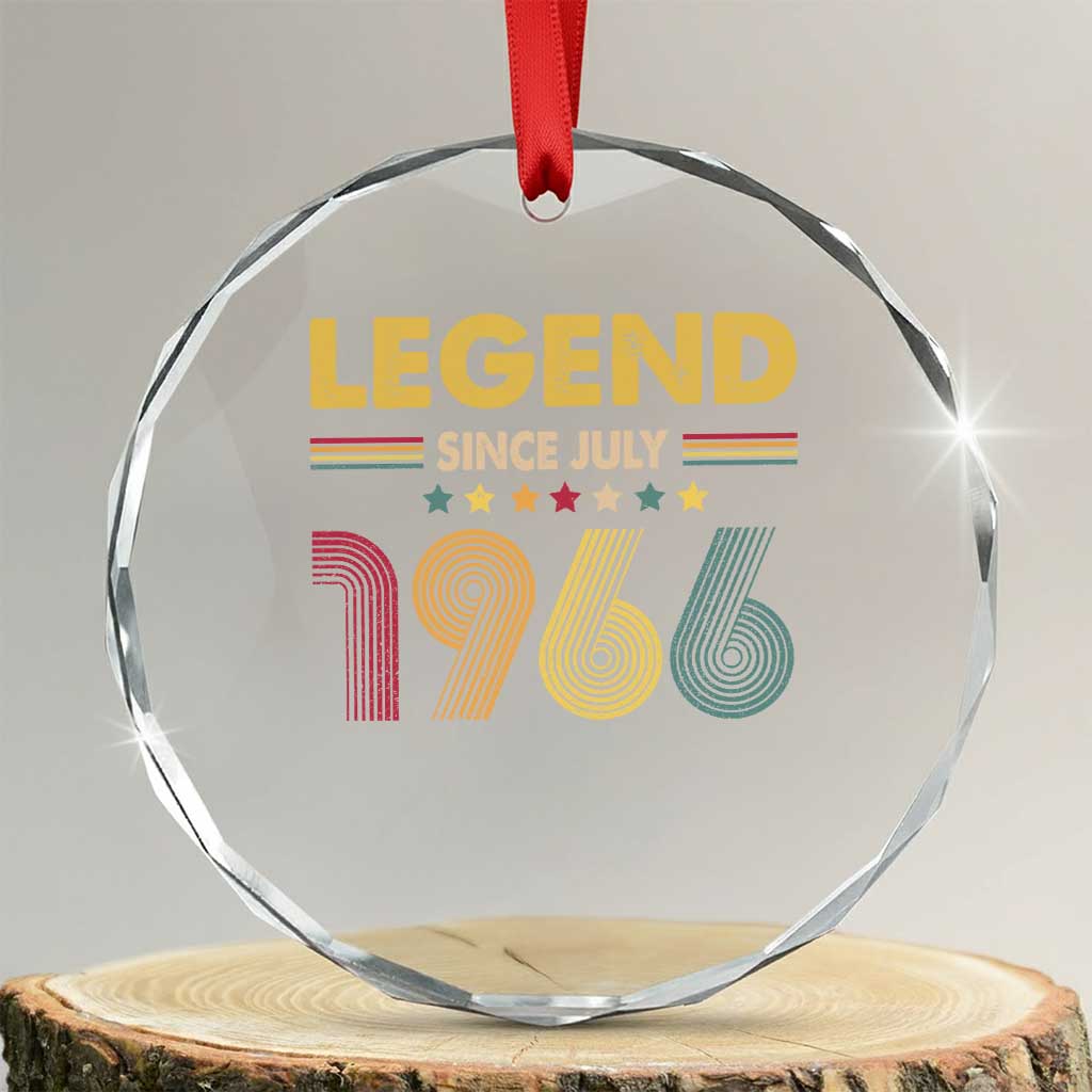 July 60th Birthday Crystal Glass Ornament Legends Since July 1966 Retro Bday TS11 Transparent Glass 3'' Circle Print Your Wear