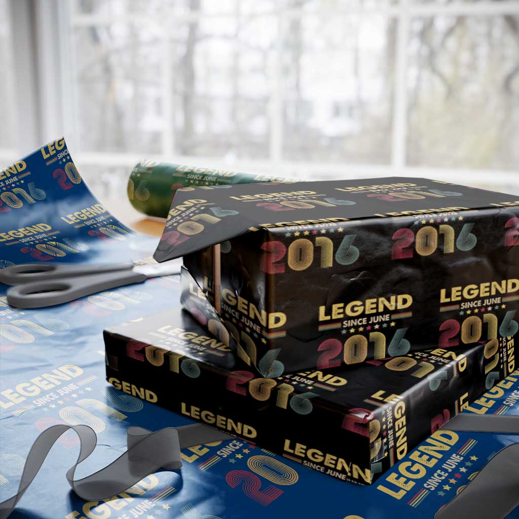 June 10th Birthday Wrapping Paper Roll Legends Since June 2016 Retro Bday TS11 Black Print Your Wear