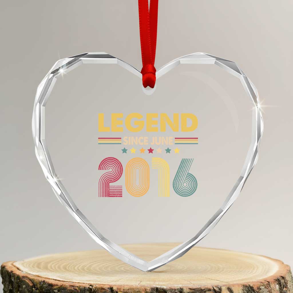 June 10th Birthday Heart Crystal Glass Ornament Legends Since June 2016 Retro Bday TS11 Transparent Glass 3'' Heart Print Your Wear