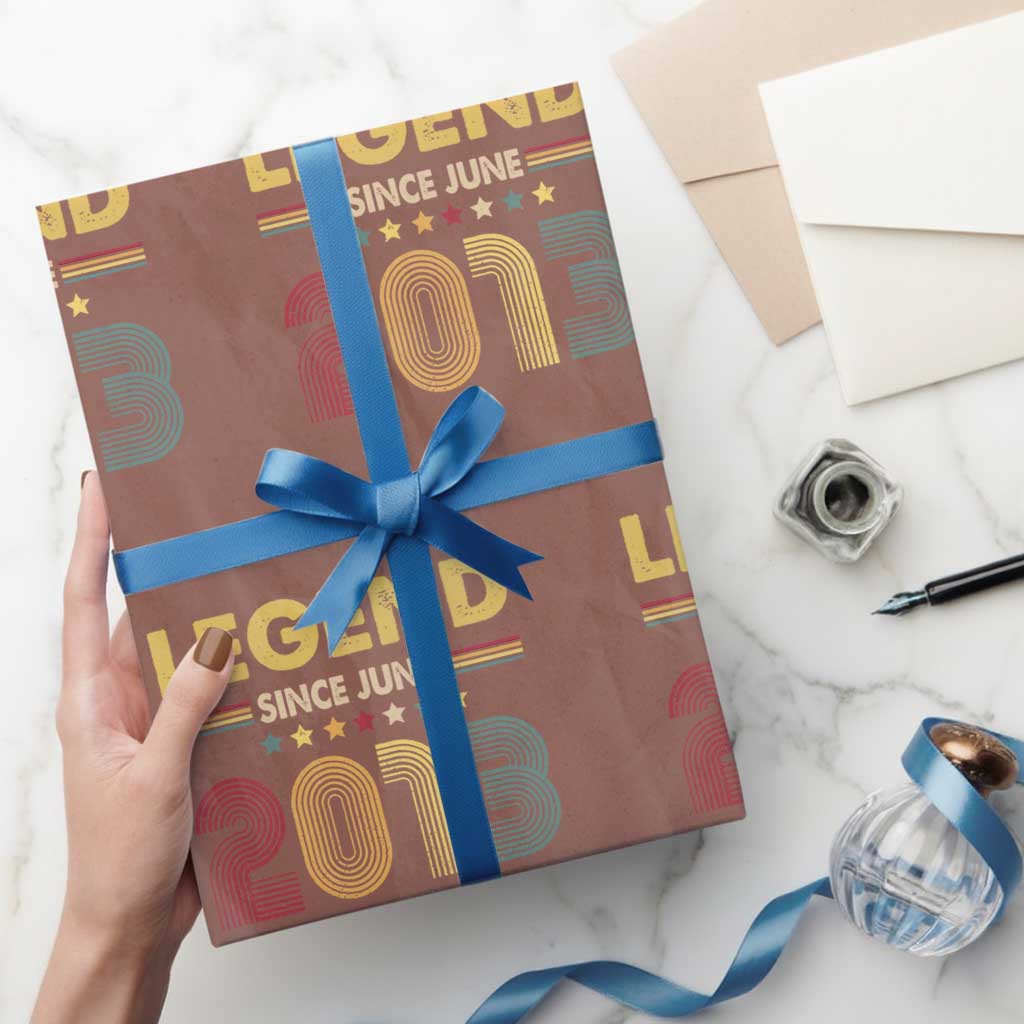 June 13th Birthday Wrapping Paper Roll Legends Since June 2013 Retro Bday TS11 Mocha Print Your Wear
