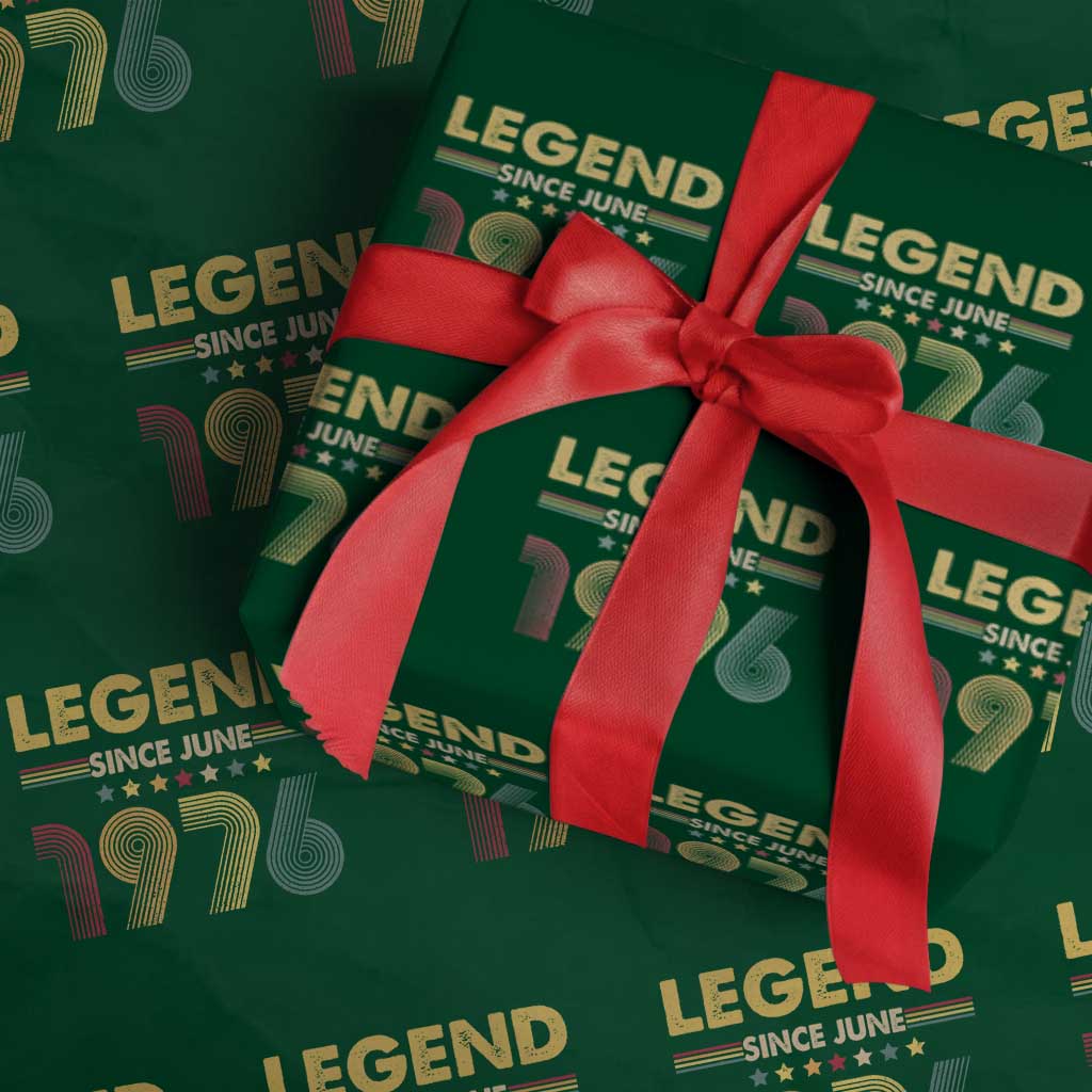 June 50th Birthday Wrapping Paper Roll Legends Since June 1976 Retro Bday TS11 Green Print Your Wear