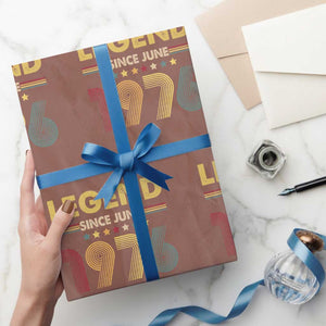 June 50th Birthday Wrapping Paper Roll Legends Since June 1976 Retro Bday TS11 Mocha Print Your Wear