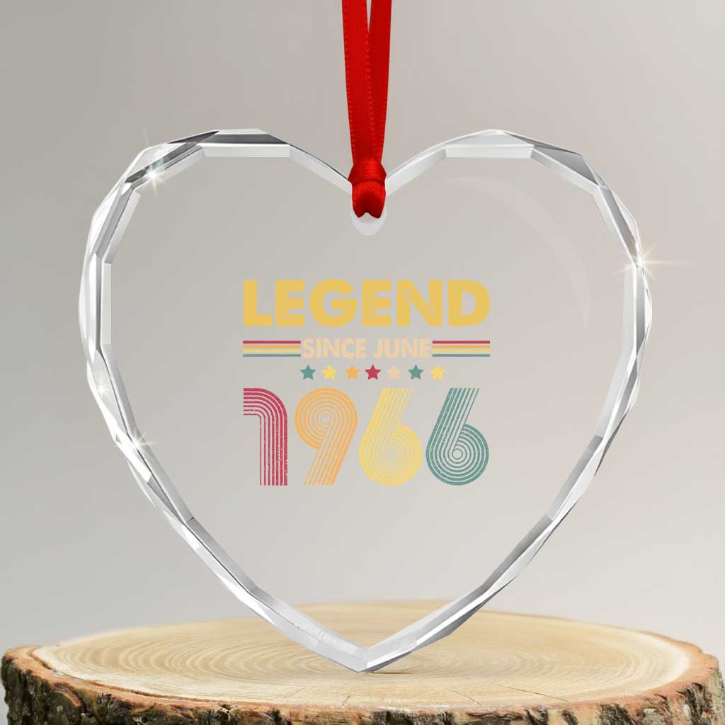 June 60th Birthday Heart Crystal Glass Ornament Legends Since June 1966 Retro Bday TS11 Transparent Glass 3'' Heart Print Your Wear