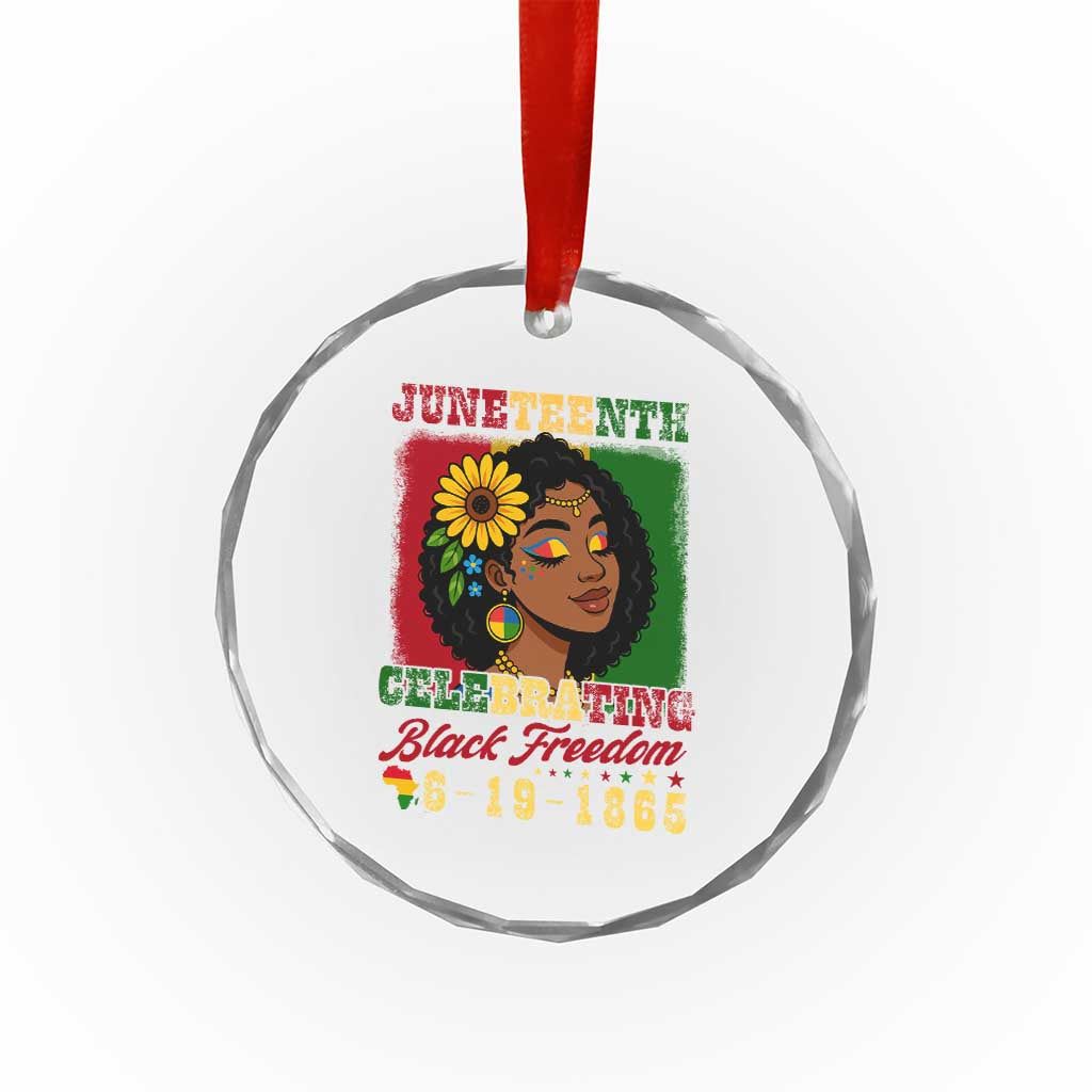 Juneteenth 1865 Black Freedom Celebration Crystal Glass Ornament Afrocentric Pride Melanin Girl TS02 Print Your Wear