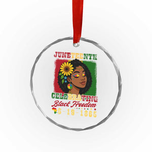Juneteenth 1865 Black Freedom Celebration Crystal Glass Ornament Afrocentric Pride Melanin Girl - Print Your Wear