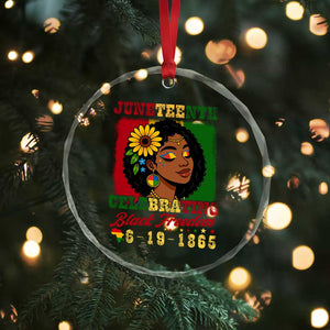 Juneteenth 1865 Black Freedom Celebration Crystal Glass Ornament Afrocentric Pride Melanin Girl - Print Your Wear