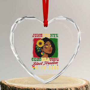 Juneteenth 1865 Black Freedom Celebration Heart Crystal Glass Ornament Afrocentric Pride Melanin Girl TS02 Transparent Glass 3'' Heart Print Your Wear