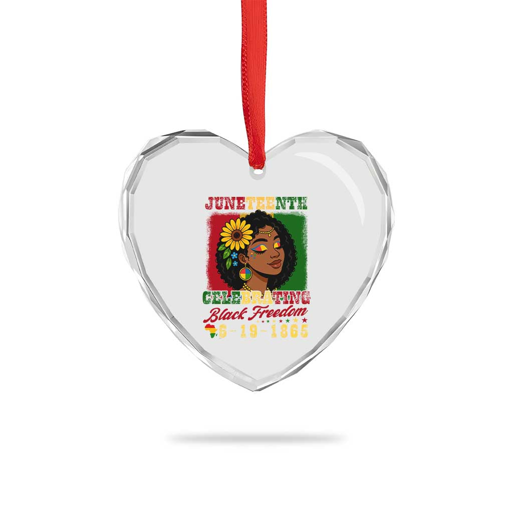 Juneteenth 1865 Black Freedom Celebration Heart Crystal Glass Ornament Afrocentric Pride Melanin Girl TS02 Print Your Wear