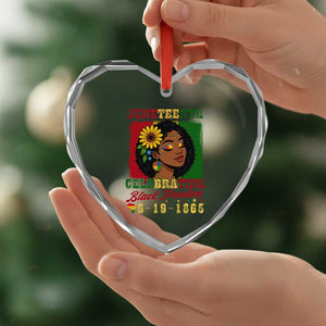 Juneteenth 1865 Black Freedom Celebration Heart Crystal Glass Ornament Afrocentric Pride Melanin Girl TS02 Print Your Wear