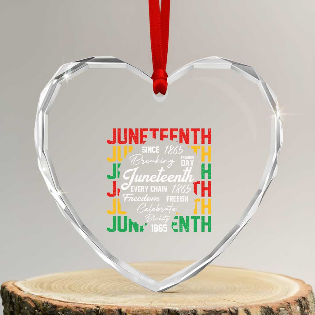 Juneteenth 1865 Heart Crystal Glass Ornament Celebrate Black Freedom Breaking Every Chain TS02 Transparent Glass 3'' Heart Print Your Wear