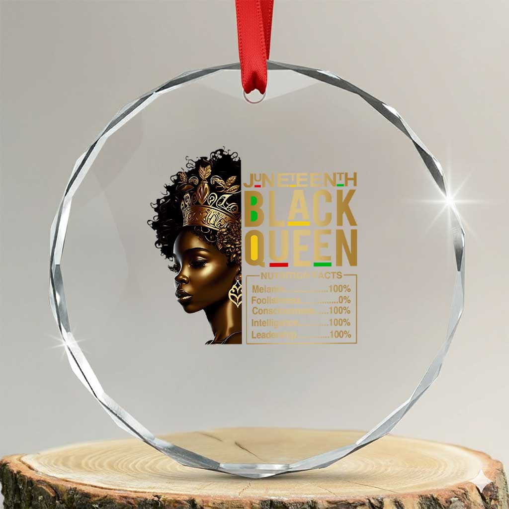 Juneteenth Black Queen Nutritional Facts Crystal Glass Ornament Afro Melanin Queen TS11 Transparent Glass 3'' Circle Print Your Wear