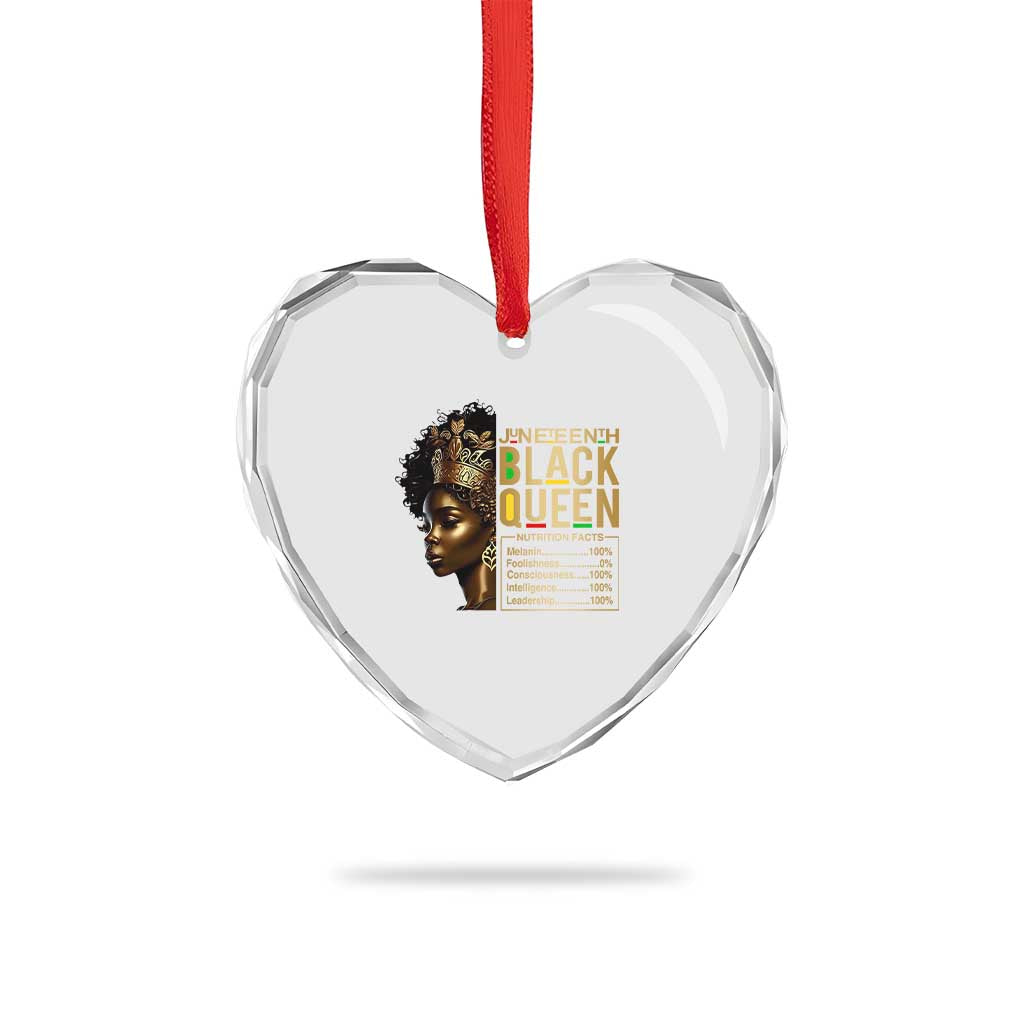 Juneteenth Black Queen Nutritional Facts Heart Crystal Glass Ornament Afro Melanin Queen TS11 Print Your Wear