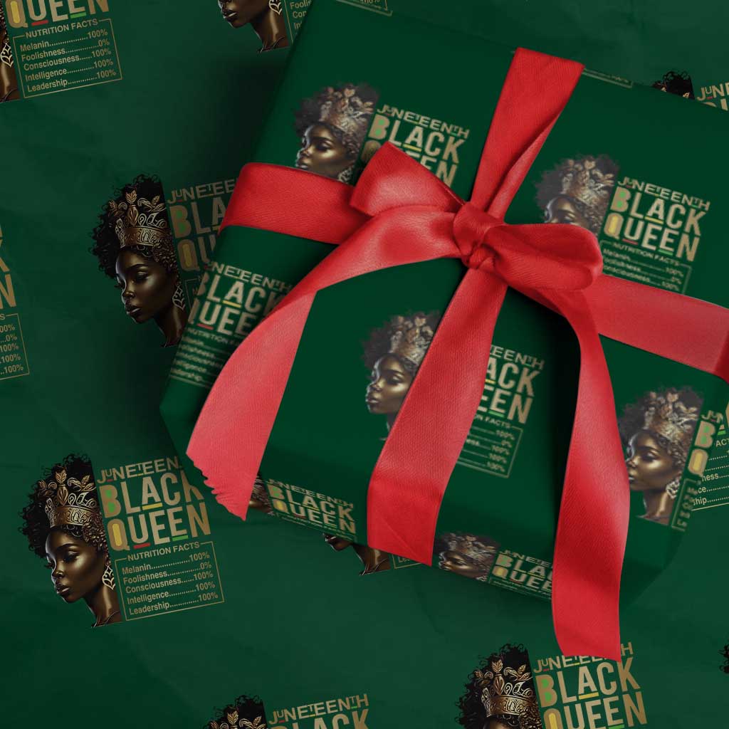 Juneteenth Black Queen Nutritional Facts Wrapping Paper Roll Afro Melanin Queen TS11 Green Print Your Wear