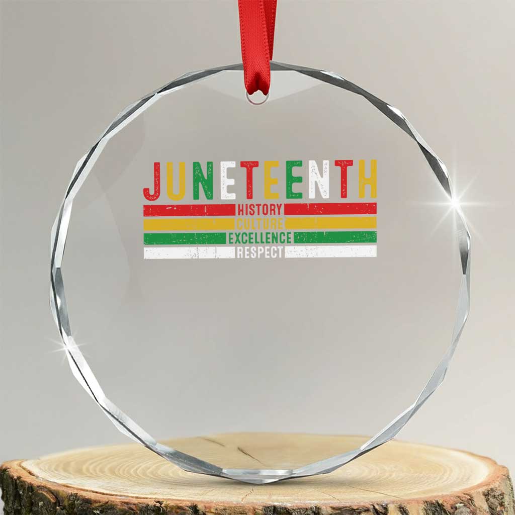 Juneteenth Crystal Glass Ornament Black History Culture Excellence Respect Retro Vintage TS10 Transparent Glass 3'' Circle Print Your Wear