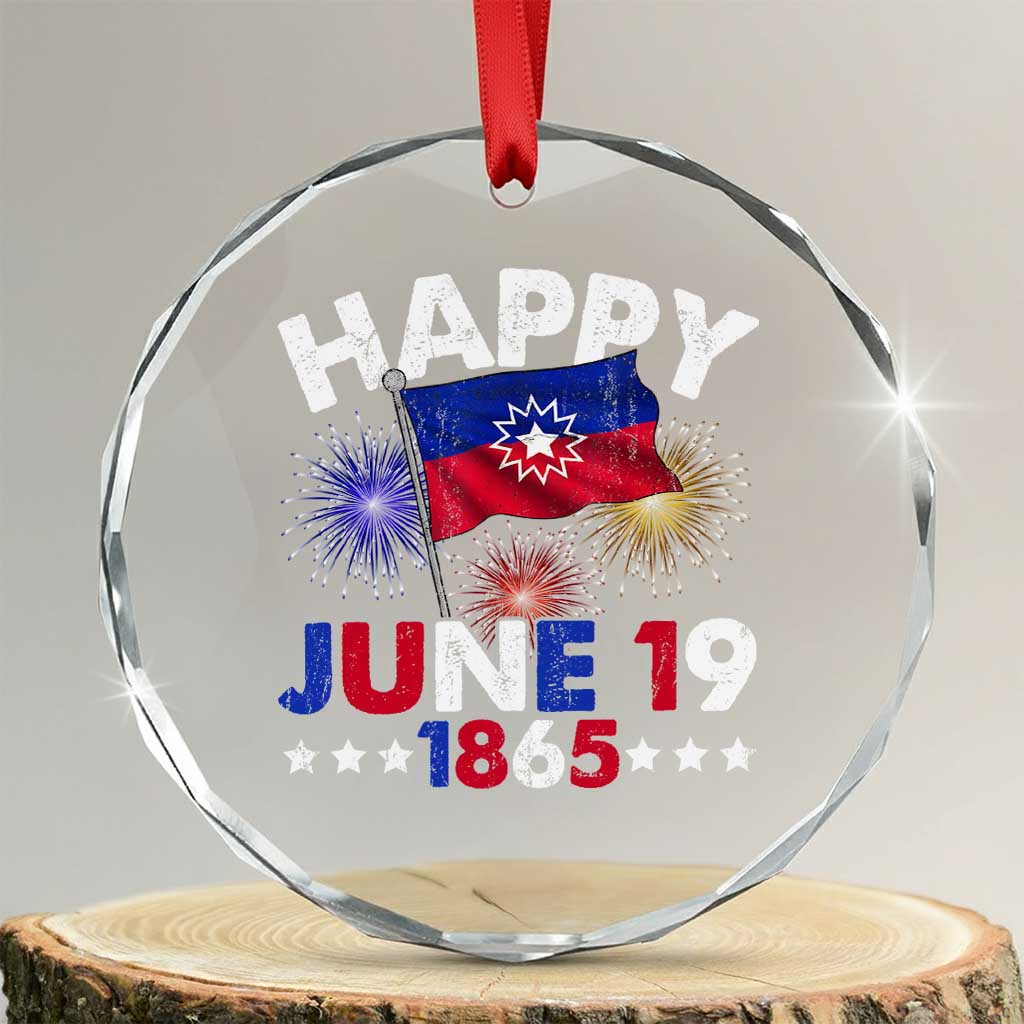 Juneteenth Flag Crystal Glass Ornament Black Freedom Black History June 19 1865 TS10 Transparent Glass 3'' Circle Print Your Wear