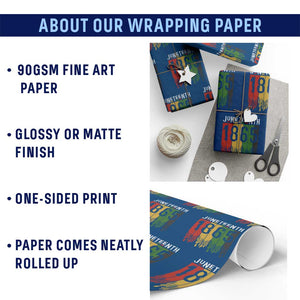 Juneteenth Freedom Pride Wrapping Paper Roll African American Heritage Graphic