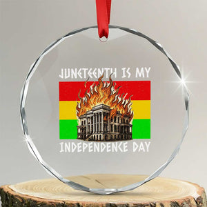Juneteenth Is My Independence Day Crystal Glass Ornament Bold Afro Liberation Pan-African Flag TS02 Transparent Glass 3'' Circle Print Your Wear