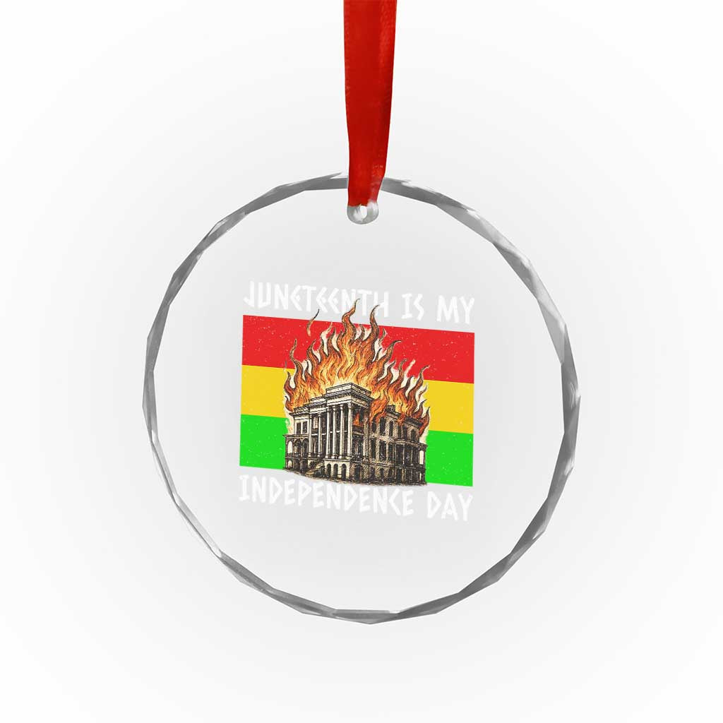 Juneteenth Is My Independence Day Crystal Glass Ornament Bold Afro Liberation Pan-African Flag TS02 Print Your Wear