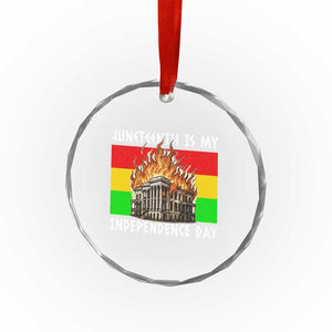 Juneteenth Is My Independence Day Crystal Glass Ornament Bold Afro Liberation Pan-African Flag TS02 Print Your Wear