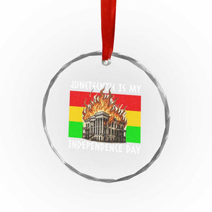 Juneteenth Is My Independence Day Crystal Glass Ornament Bold Afro Liberation Pan-African Flag - Print Your Wear